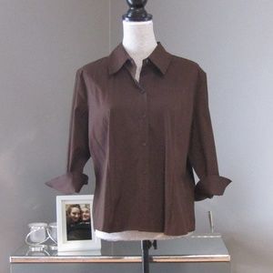 NEW Apt. 9 Stretch Brown 3/4 Sleeve Blouse PXL